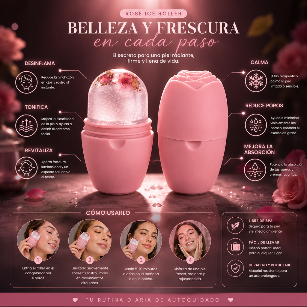 Rodillo De Hielo Para Cara Y Ojos: Refresca y revitaliza tu piel.